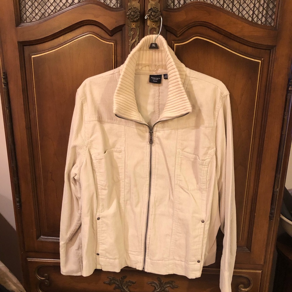 Sonoma white corduroy zippered jacket with front pockets size 2x NWT